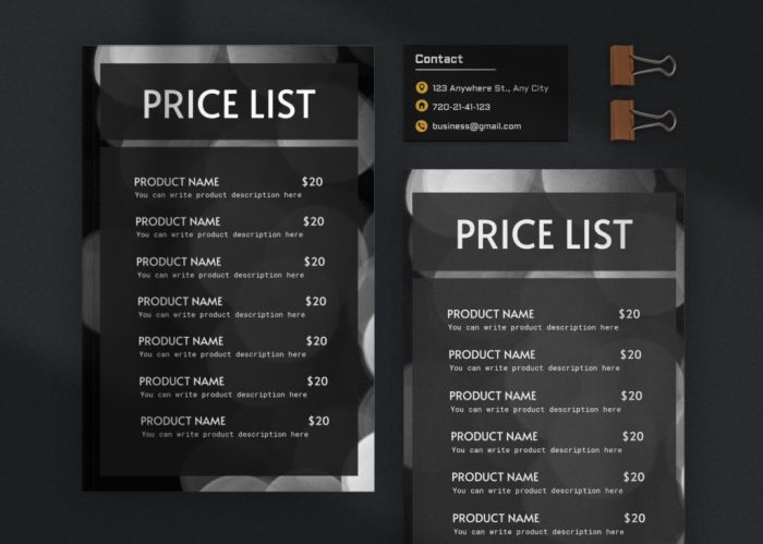 Contoh desain price list